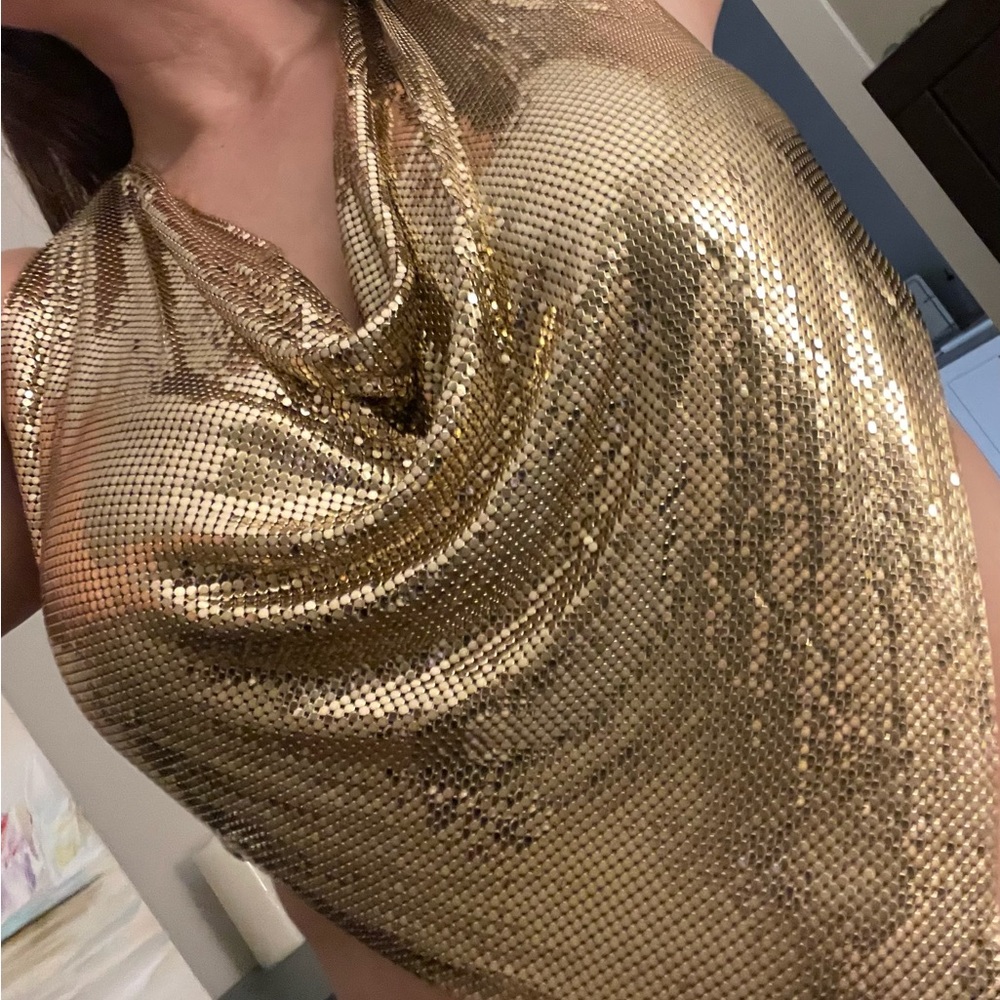 Cowl Neck Halter Top - Gold